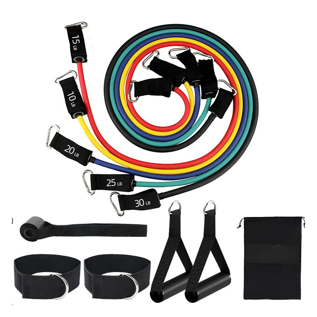 Tpe 11-Piece Set of Resistance Bands, Fitness Resistance Band Set, Stretching Band Training, Muscle-Building Resistance Bands - Image 8