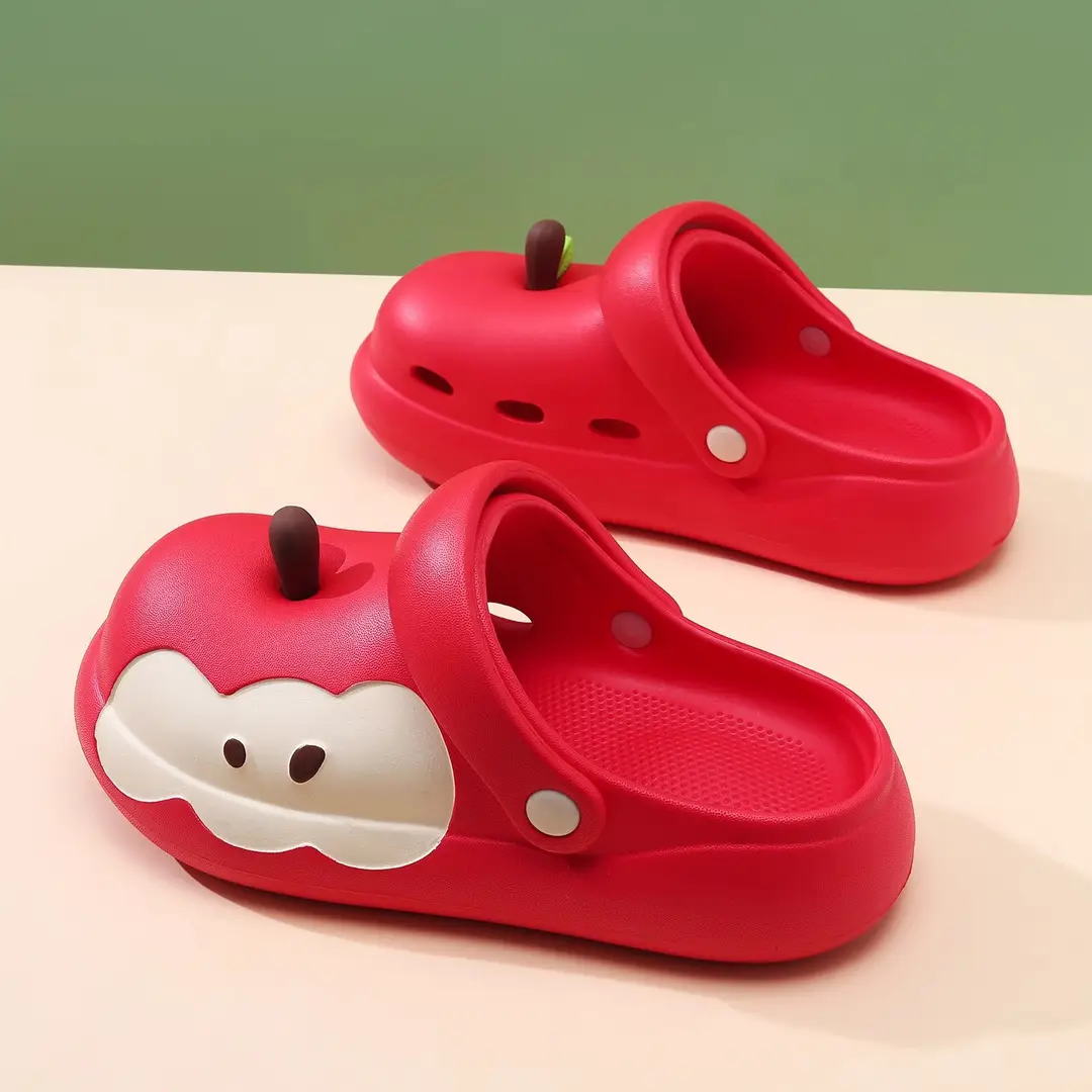 New Style High-Heeled Clogs for Women, Summer Outdoor Wear, Non-Slip Thick Sole, Red Apple Cute Cartoon Beach Shoes - Image 7