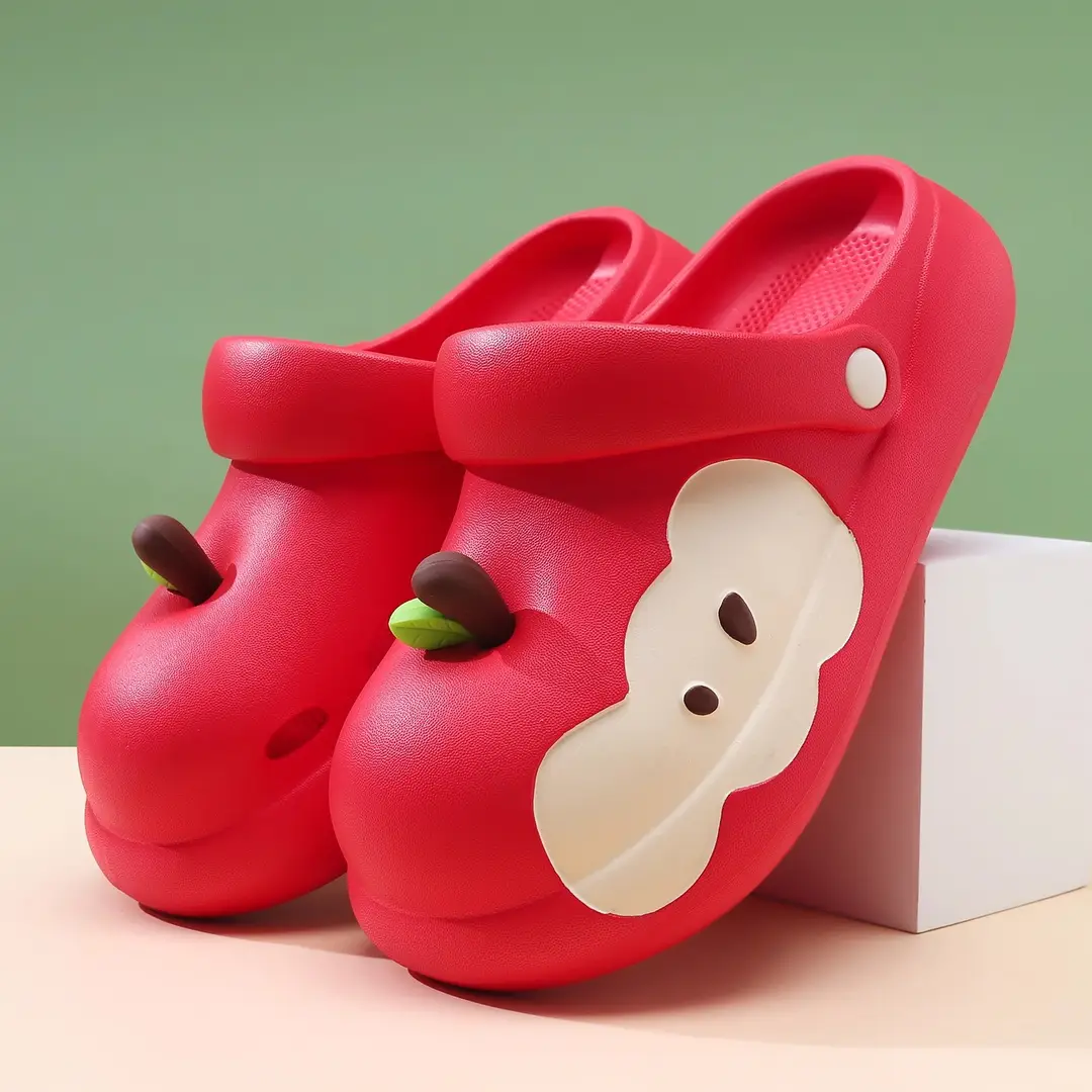 New Style High-Heeled Clogs for Women, Summer Outdoor Wear, Non-Slip Thick Sole, Red Apple Cute Cartoon Beach Shoes - Image 8
