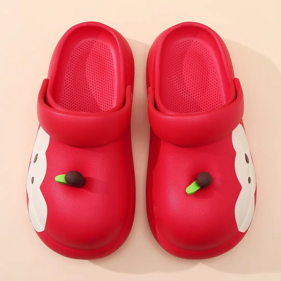 New Style High-Heeled Clogs for Women, Summer Outdoor Wear, Non-Slip Thick Sole, Red Apple Cute Cartoon Beach Shoes - Image 9