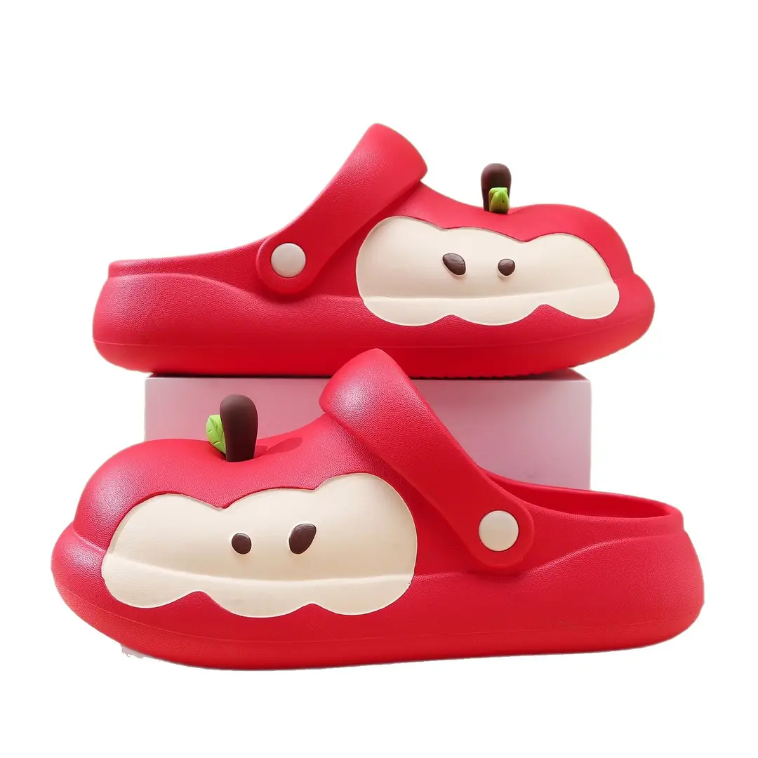 New Style High-Heeled Clogs for Women, Summer Outdoor Wear, Non-Slip Thick Sole, Red Apple Cute Cartoon Beach Shoes - Image 10