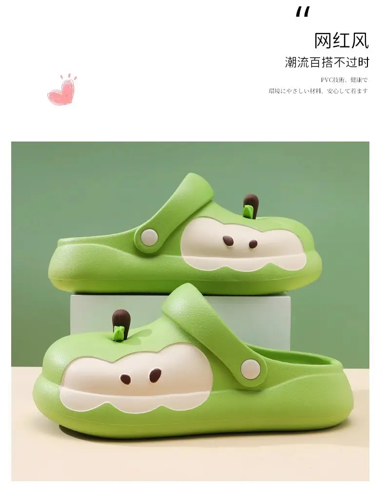 New Style High-Heeled Clogs for Women, Summer Outdoor Wear, Non-Slip Thick Sole, Red Apple Cute Cartoon Beach Shoes — feature 10