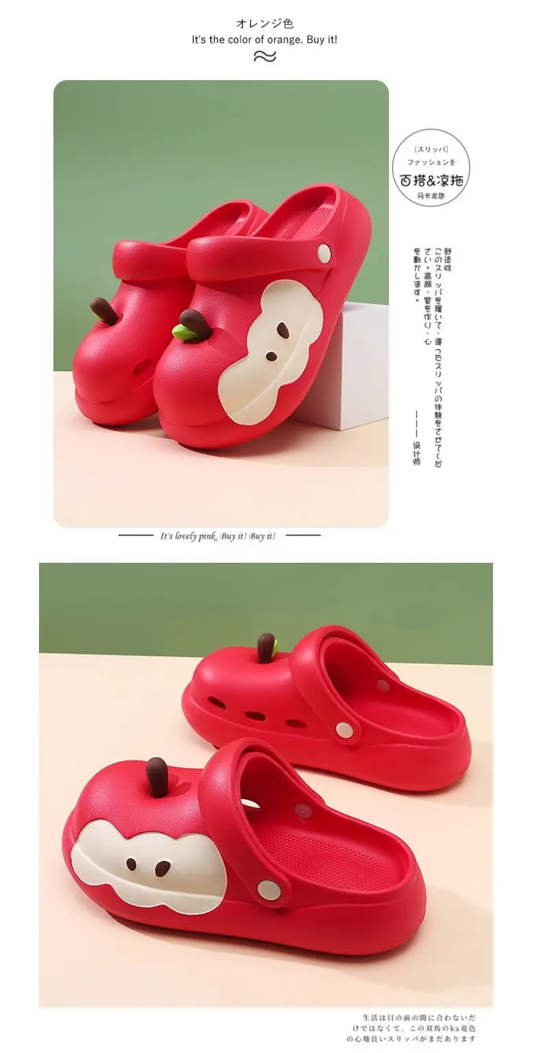 New Style High-Heeled Clogs for Women, Summer Outdoor Wear, Non-Slip Thick Sole, Red Apple Cute Cartoon Beach Shoes — feature 15