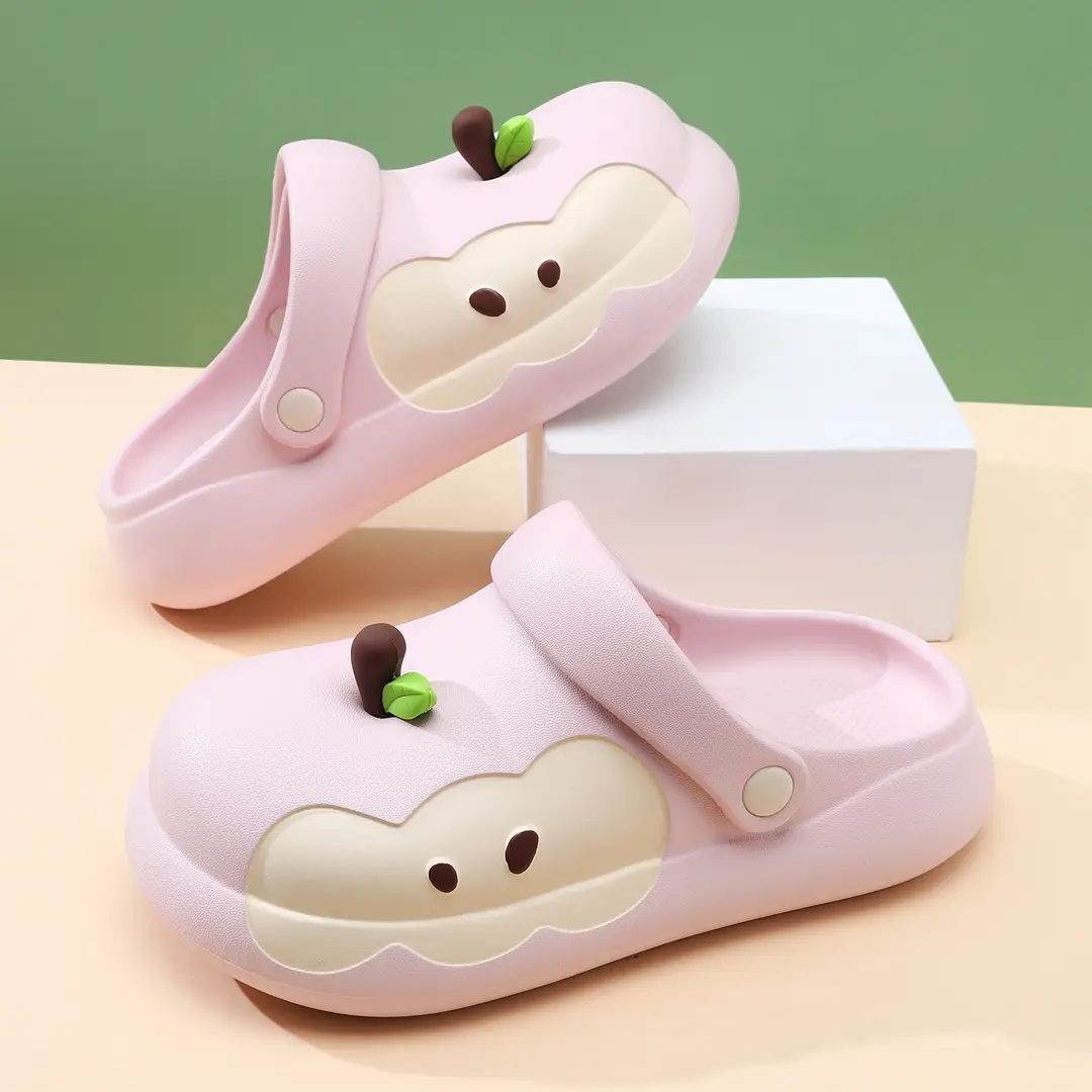 New Style High-Heeled Clogs for Women, Summer Outdoor Wear, Non-Slip Thick Sole, Red Apple Cute Cartoon Beach Shoes - Image 3