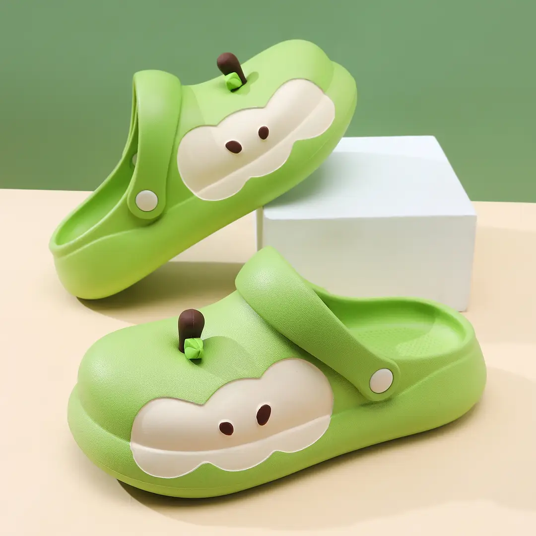 New Style High-Heeled Clogs for Women, Summer Outdoor Wear, Non-Slip Thick Sole, Red Apple Cute Cartoon Beach Shoes - Image 5