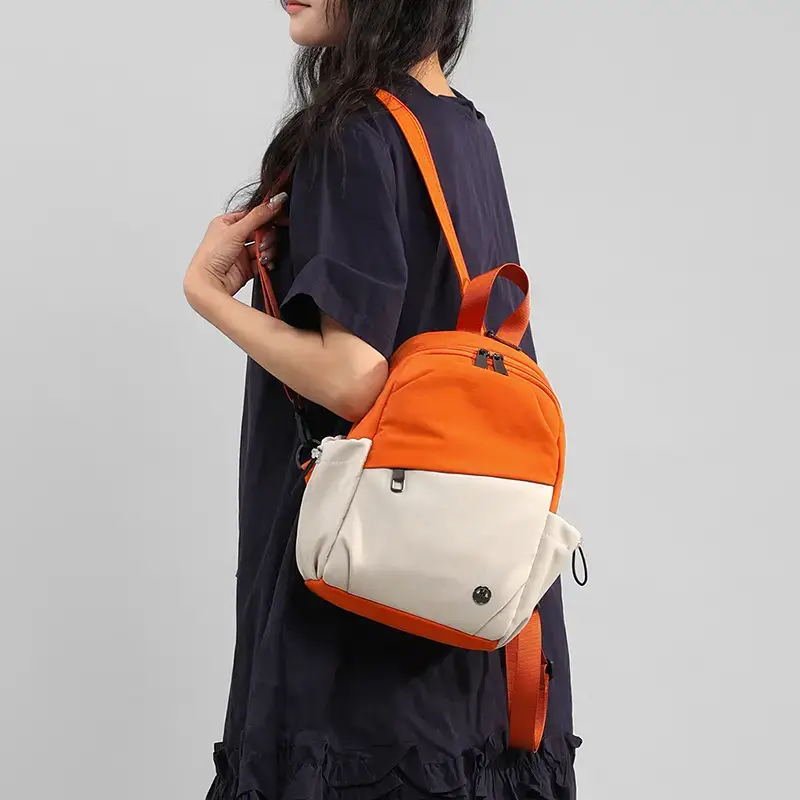 Multi-Layer Nylon Backpack for Women Green Beige - Image 5