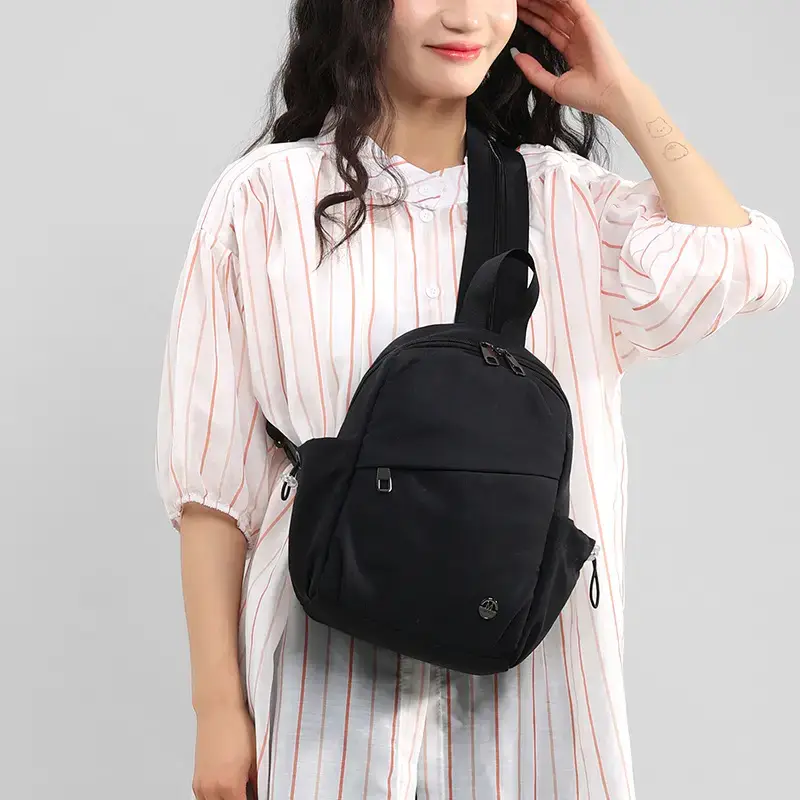 Multi-Layer Nylon Backpack for Women Green Beige - Image 6