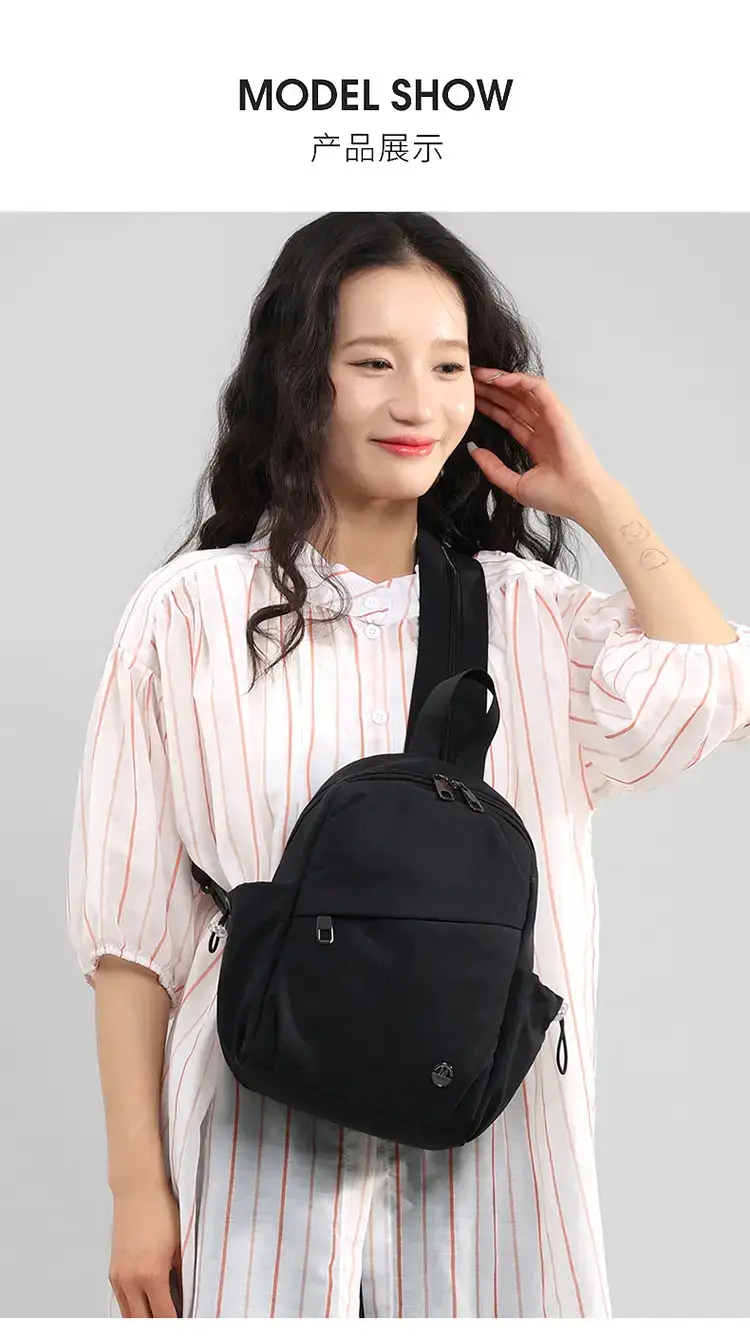Multi-Layer Nylon Backpack for Women Green Beige — feature 11