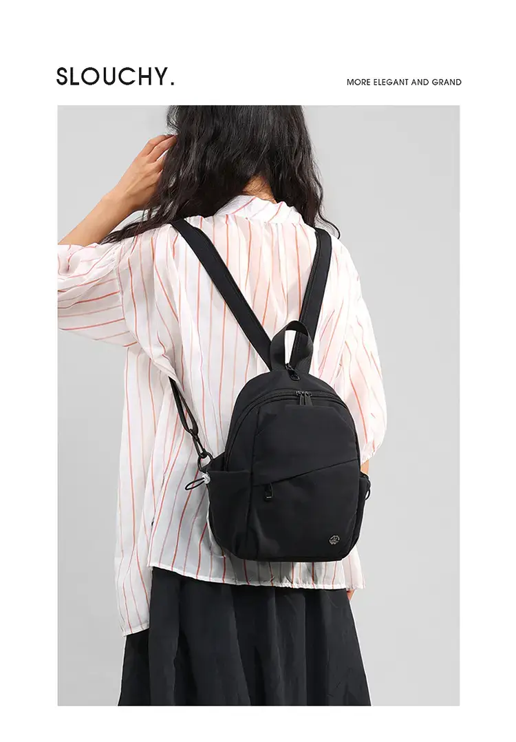 Multi-Layer Nylon Backpack for Women Green Beige — feature 13