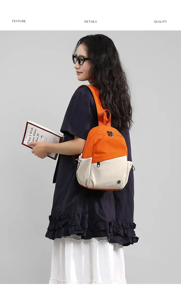 Multi-Layer Nylon Backpack for Women Green Beige — feature 15