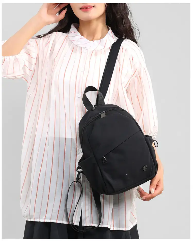 Multi-Layer Nylon Backpack for Women Green Beige — feature 17