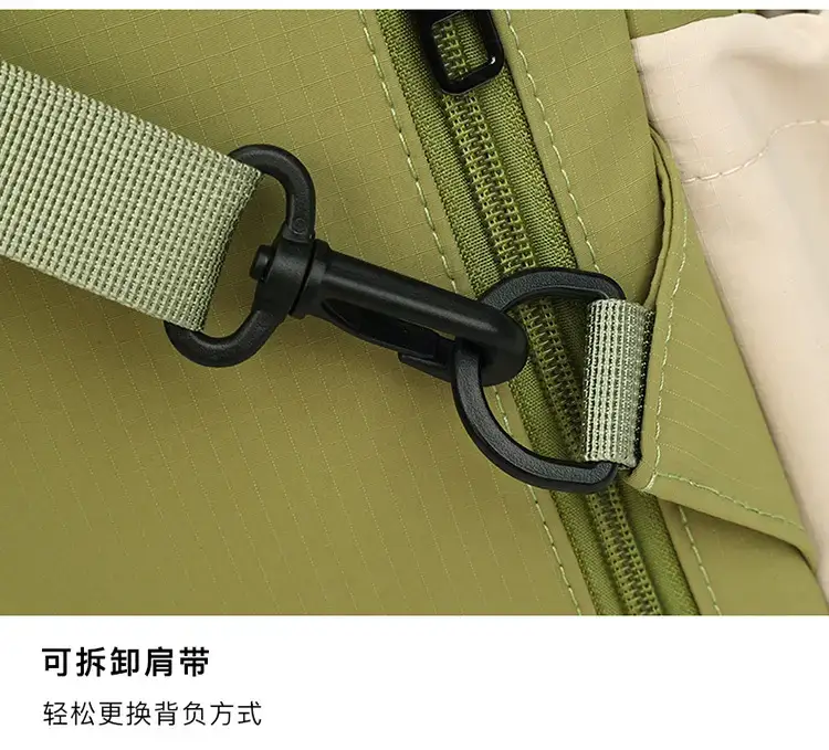 Multi-Layer Nylon Backpack for Women Green Beige — feature 26