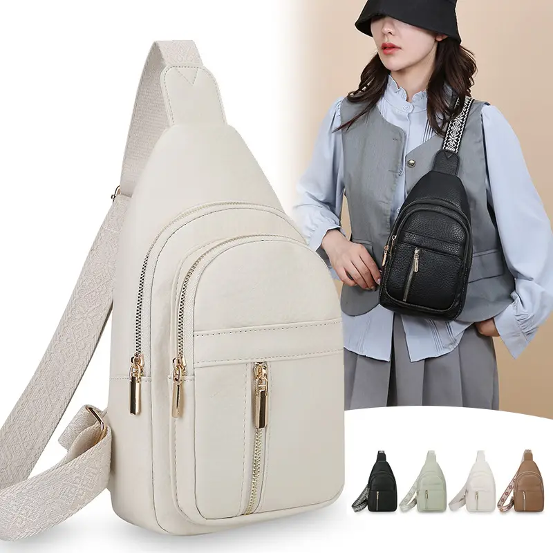 Black Multi-Layer Crossbody Bag with Gold Zippers - Image 7