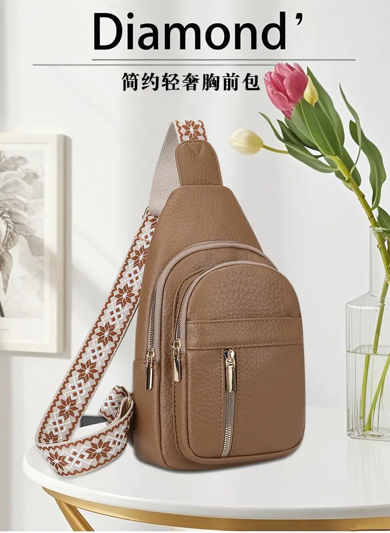 Black Multi-Layer Crossbody Bag with Gold Zippers — feature 1