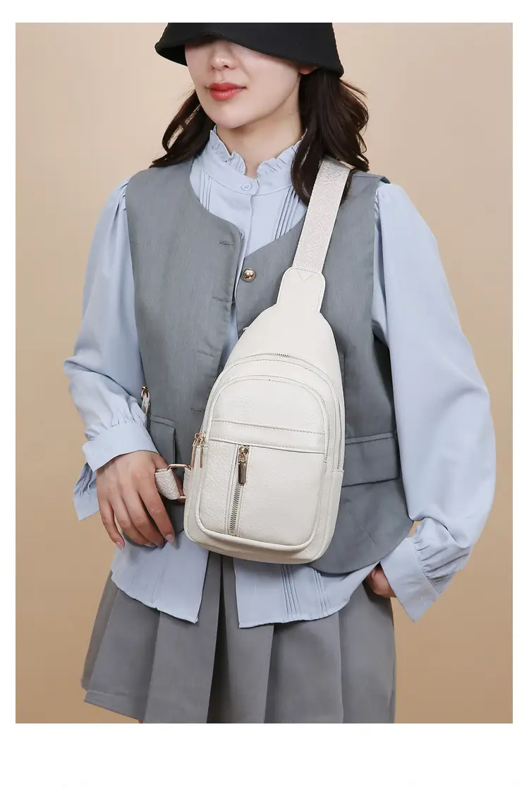 Black Multi-Layer Crossbody Bag with Gold Zippers — feature 13