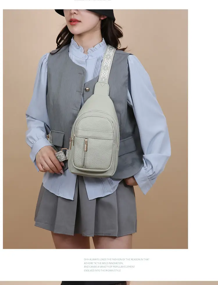 Black Multi-Layer Crossbody Bag with Gold Zippers — feature 19