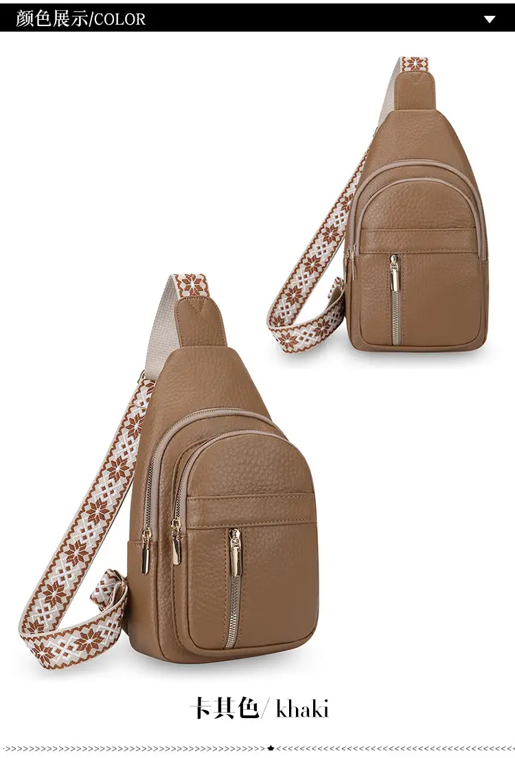 Black Multi-Layer Crossbody Bag with Gold Zippers — feature 21
