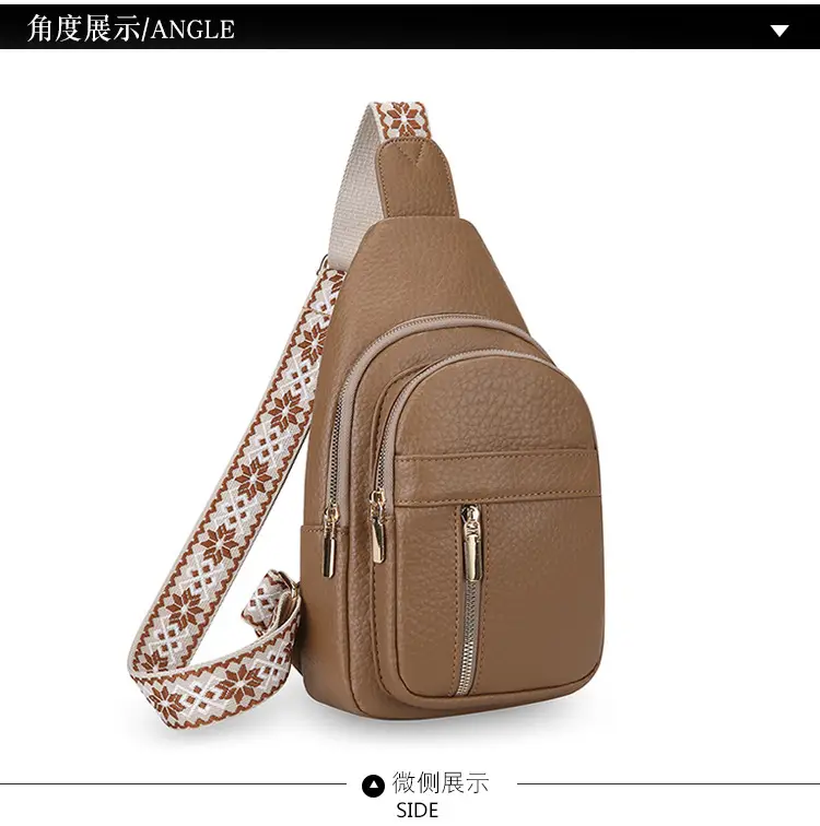 Black Multi-Layer Crossbody Bag with Gold Zippers — feature 25