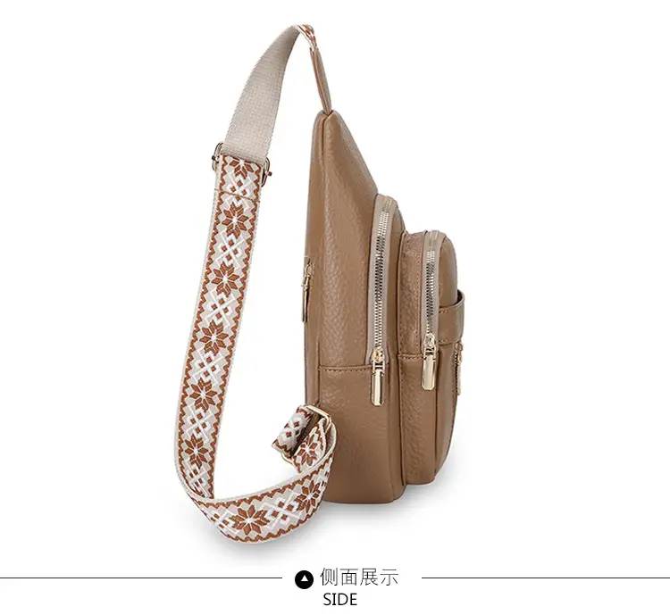 Black Multi-Layer Crossbody Bag with Gold Zippers — feature 26