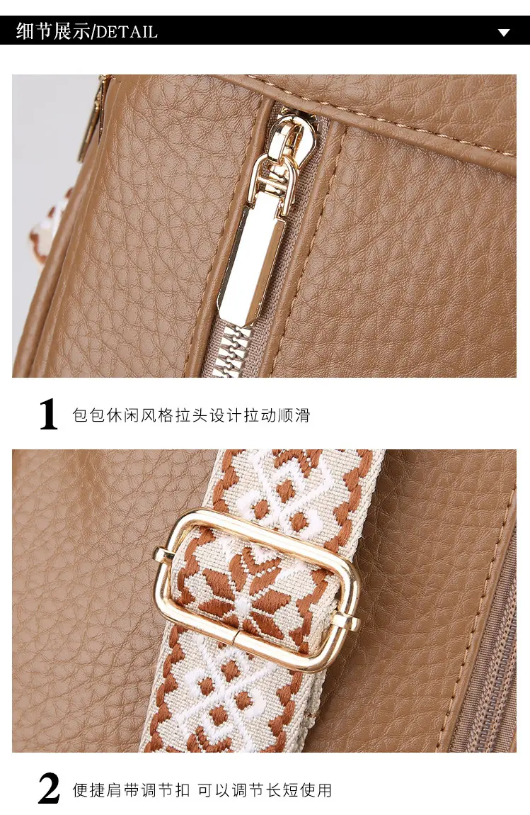 Black Multi-Layer Crossbody Bag with Gold Zippers — feature 29