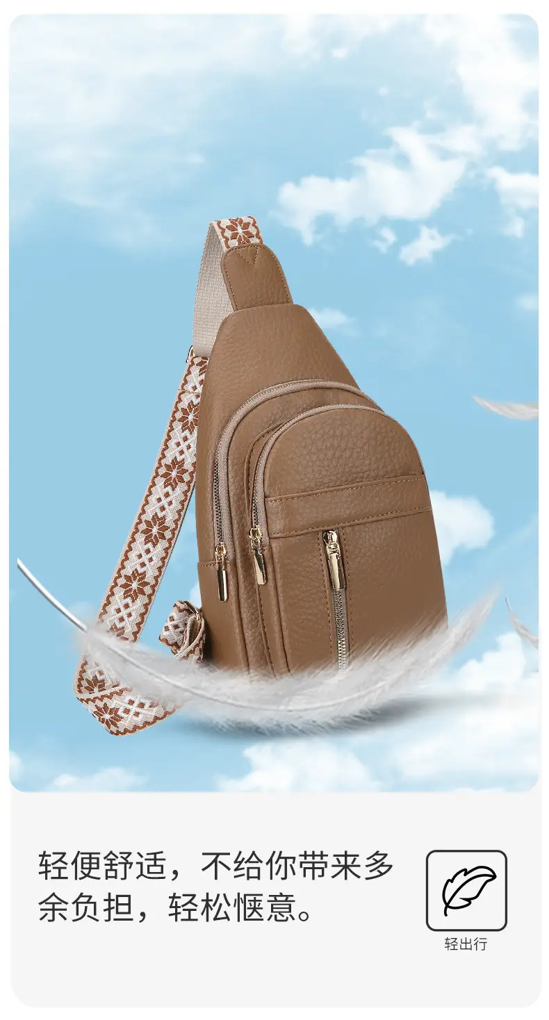 Black Multi-Layer Crossbody Bag with Gold Zippers — feature 5