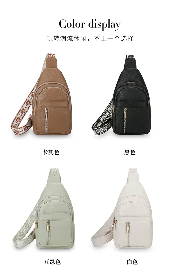 Black Multi-Layer Crossbody Bag with Gold Zippers — feature 8