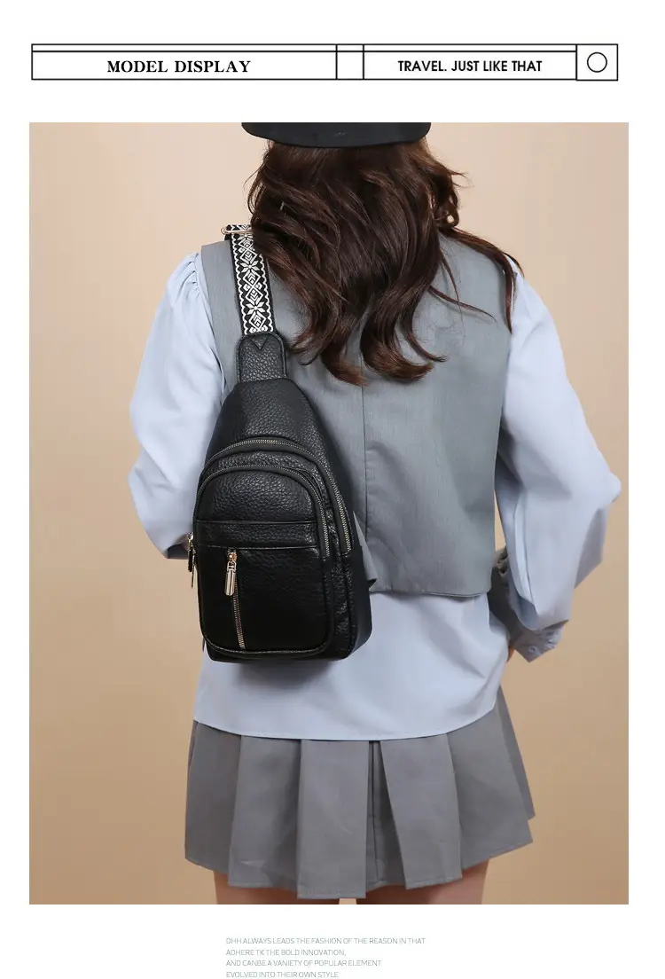 Black Multi-Layer Crossbody Bag with Gold Zippers — feature 9