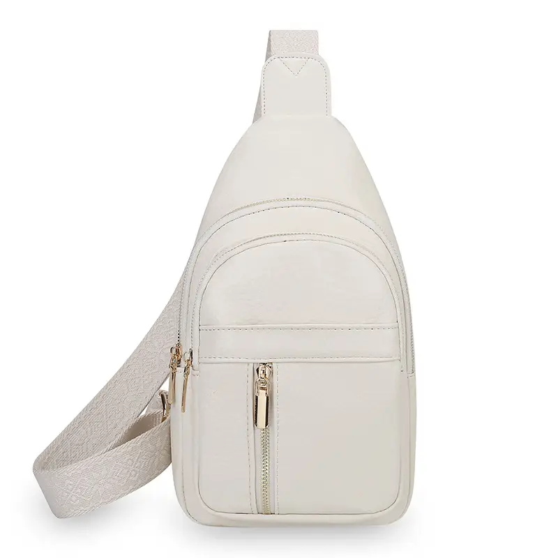 Black Multi-Layer Crossbody Bag with Gold Zippers - Image 2
