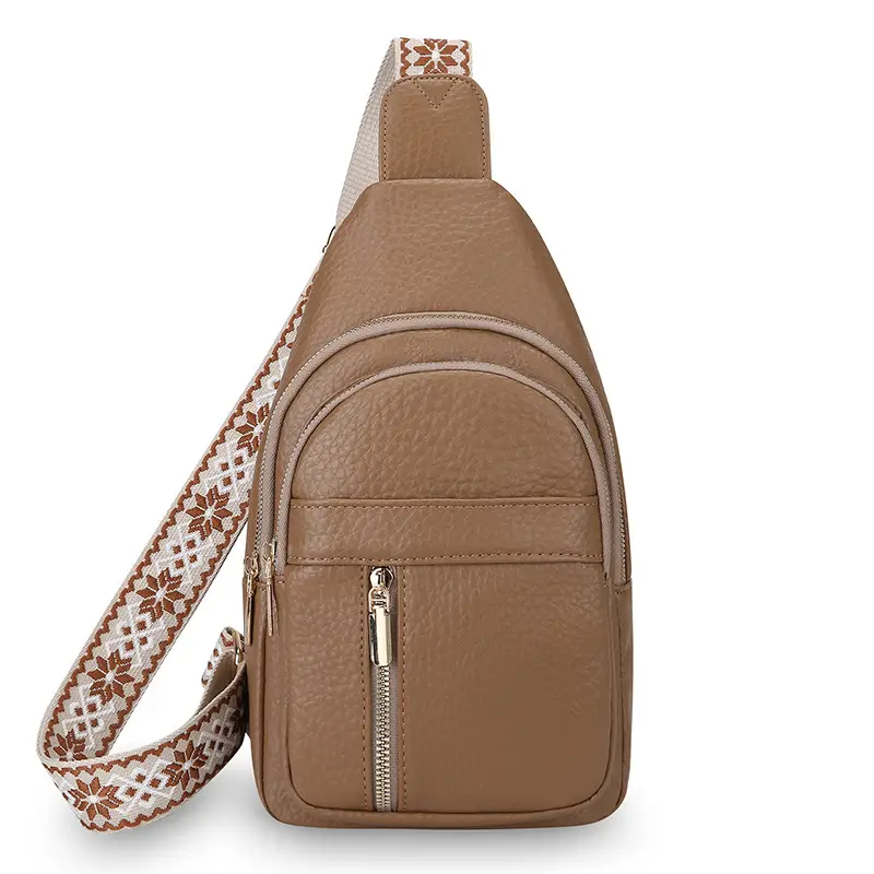Black Multi-Layer Crossbody Bag with Gold Zippers - Image 3