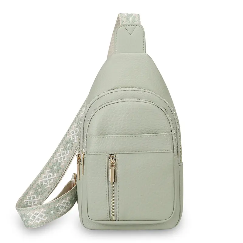 Black Multi-Layer Crossbody Bag with Gold Zippers - Image 4