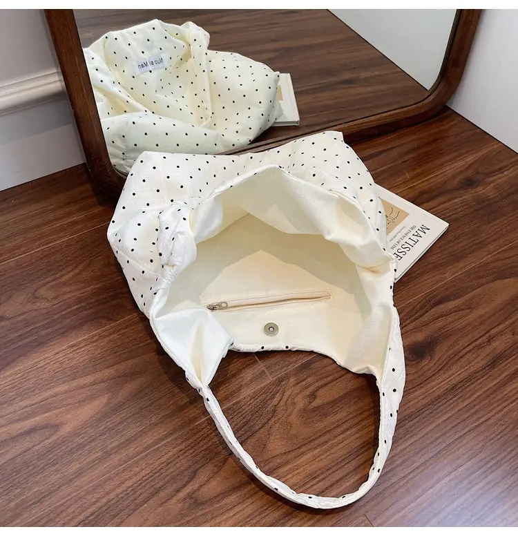 Women's Striped Canvas Shoulder Bag Large Capacity — feature 26