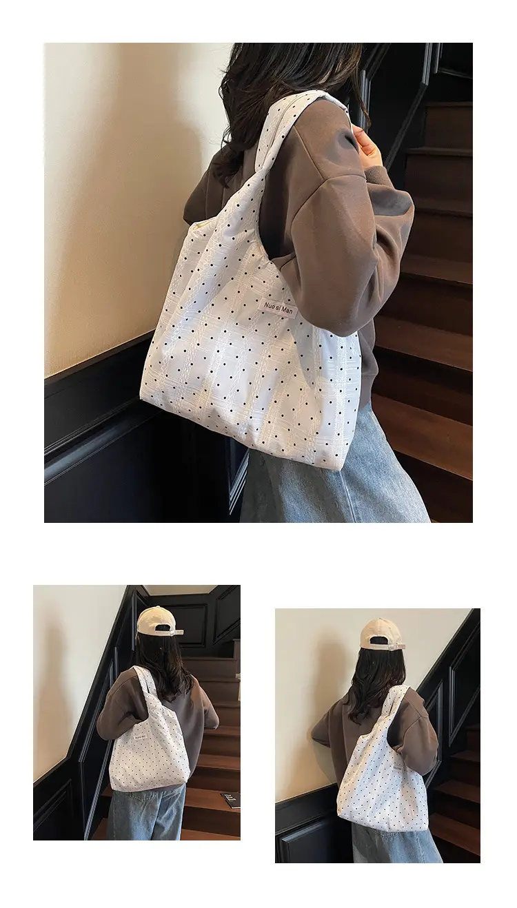 Women's Striped Canvas Shoulder Bag Large Capacity — feature 32