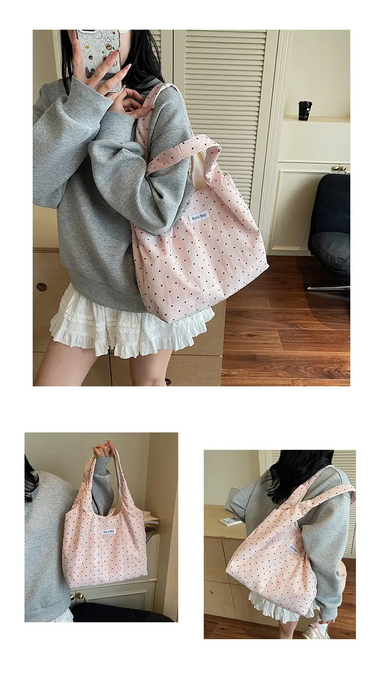Women's Striped Canvas Shoulder Bag Large Capacity — feature 33