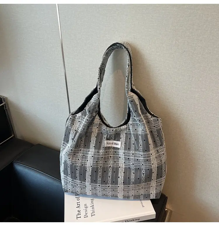 Women's Striped Canvas Shoulder Bag Large Capacity — feature 37