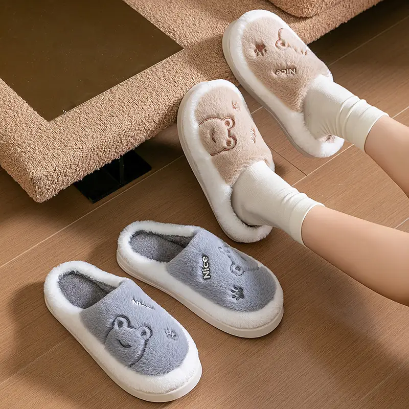 Pink Stuffed Cotton Slippers for Men Winter Indoor - Image 8