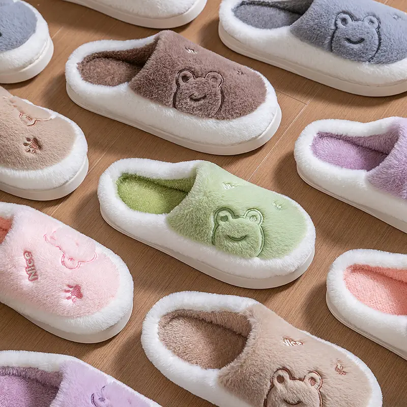 Pink Stuffed Cotton Slippers for Men Winter Indoor - Image 9
