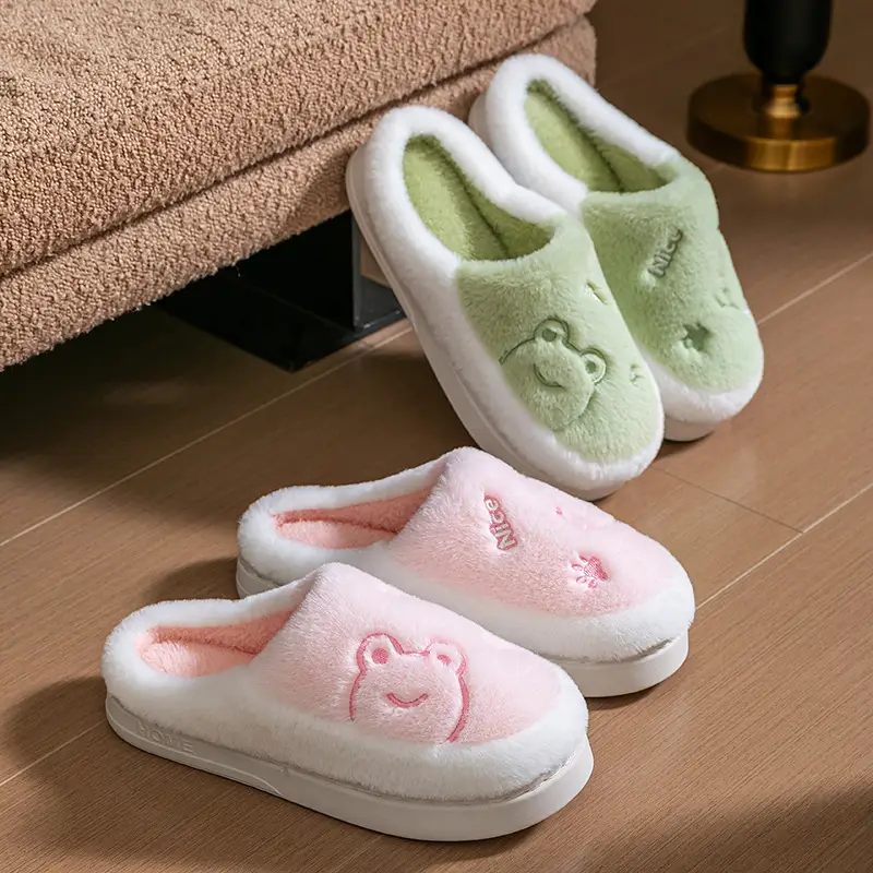 Pink Stuffed Cotton Slippers for Men Winter Indoor - Image 10