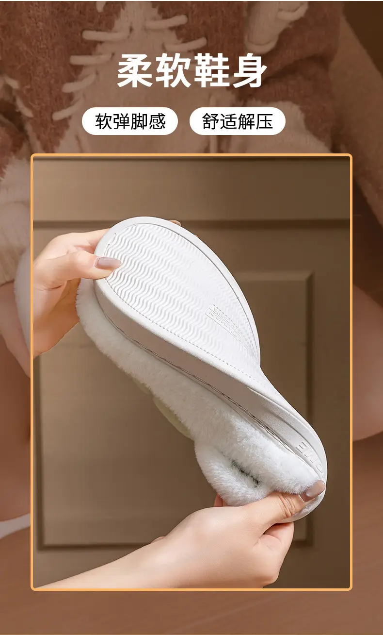 Pink Stuffed Cotton Slippers for Men Winter Indoor — feature 8
