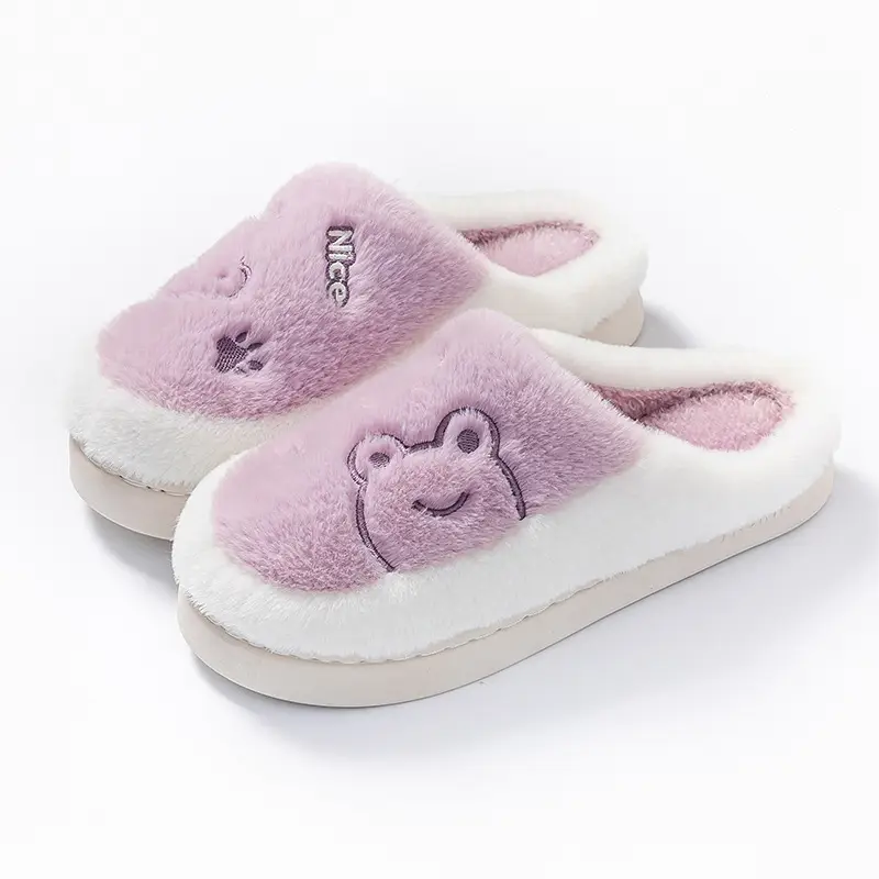 Pink Stuffed Cotton Slippers for Men Winter Indoor - Image 3