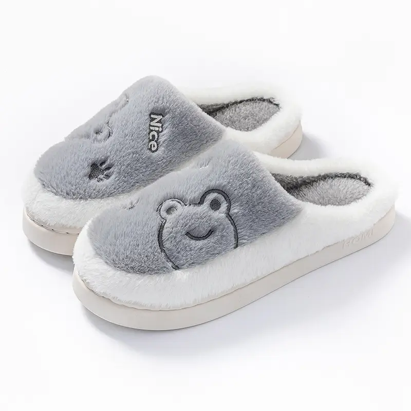 Pink Stuffed Cotton Slippers for Men Winter Indoor - Image 5