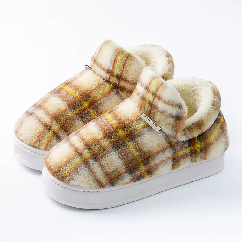 Colorful Heel Cotton Slippers for Women in Autumn and Winter Fleece-Lined Cotton Slippers for Home Comfort and Outdoor Wear Slippers Warm Couple Snow Boots