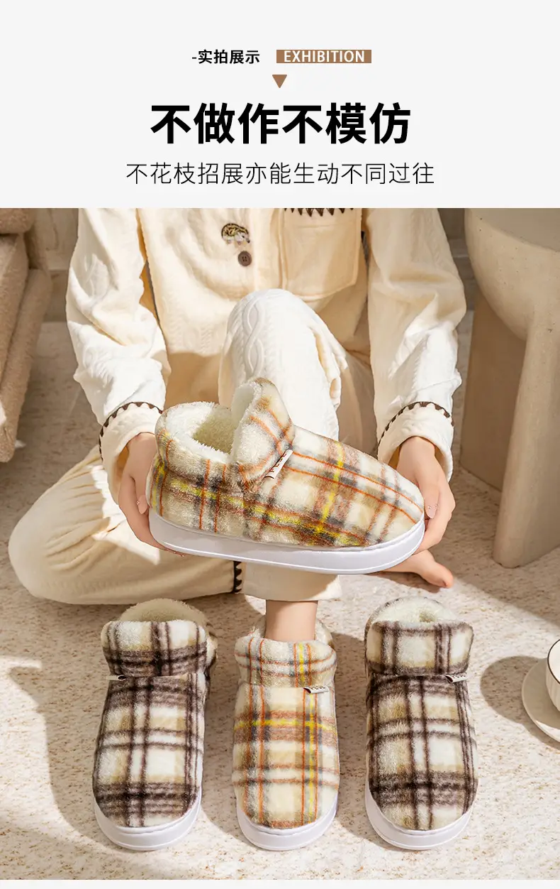 Colorful Heel Cotton Slippers for Women in Autumn and Winter Fleece-Lined Cotton Slippers for Home Comfort and Outdoor Wear Slippers Warm Couple Snow Boots — feature 11