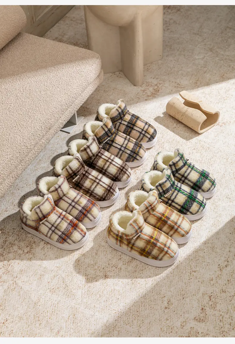 Colorful Heel Cotton Slippers for Women in Autumn and Winter Fleece-Lined Cotton Slippers for Home Comfort and Outdoor Wear Slippers Warm Couple Snow Boots — feature 13