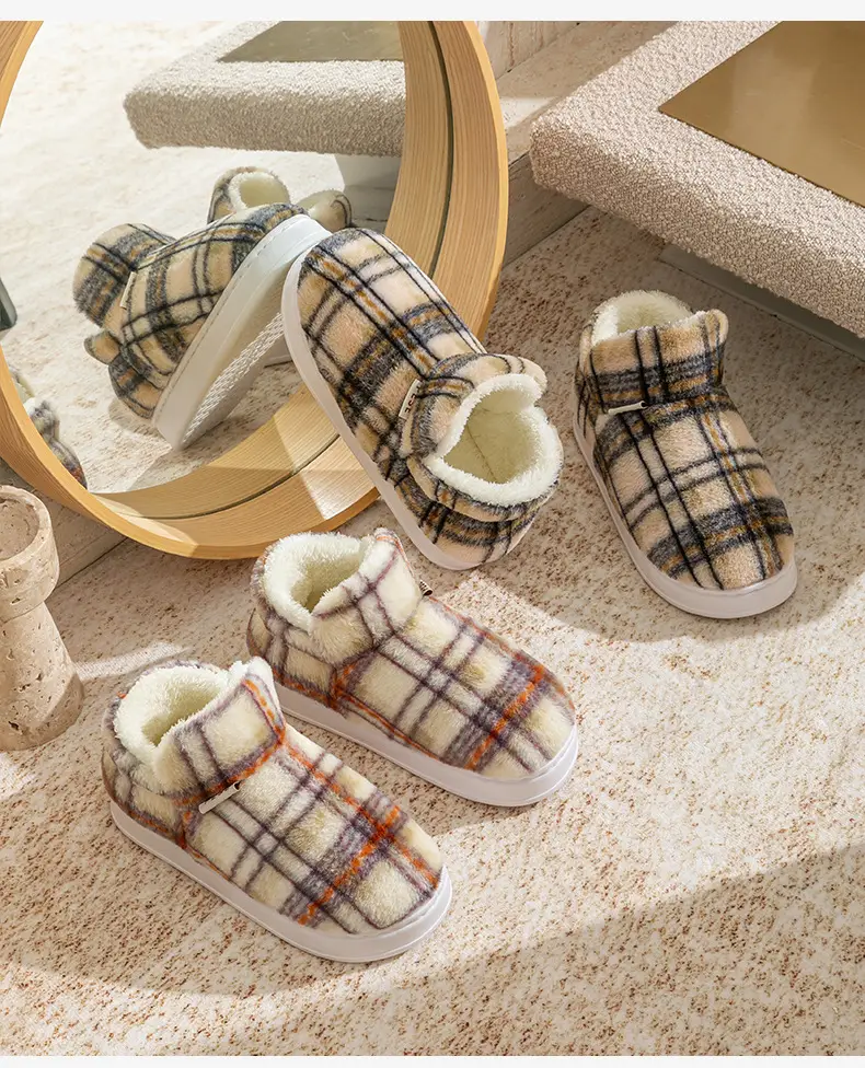 Colorful Heel Cotton Slippers for Women in Autumn and Winter Fleece-Lined Cotton Slippers for Home Comfort and Outdoor Wear Slippers Warm Couple Snow Boots — feature 16