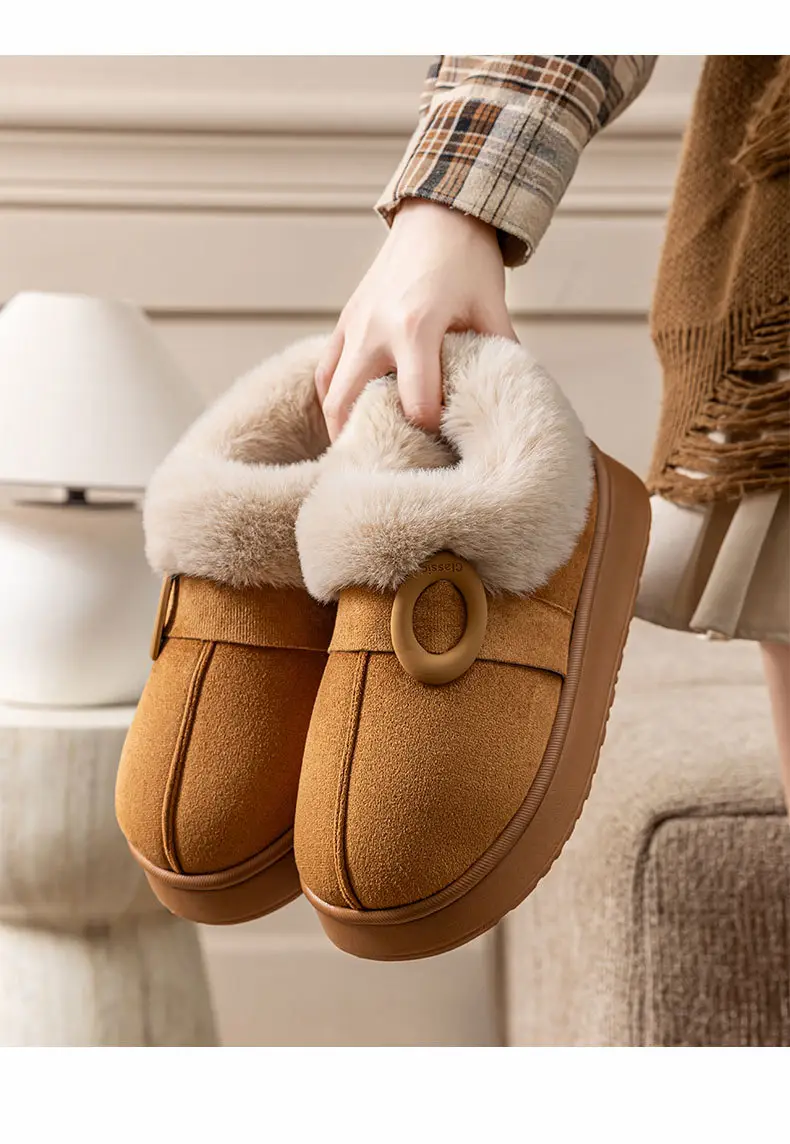 Colorful Heel Cotton Slippers for Women in Autumn and Winter Fleece-Lined Cotton Slippers for Home Comfort and Outdoor Wear Slippers Warm Couple Snow Boots — feature 31