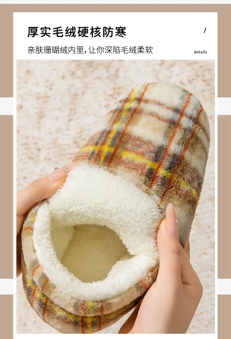Colorful Heel Cotton Slippers for Women in Autumn and Winter Fleece-Lined Cotton Slippers for Home Comfort and Outdoor Wear Slippers Warm Couple Snow Boots — feature 6