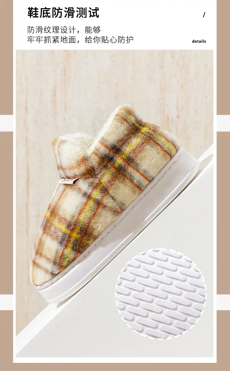 Colorful Heel Cotton Slippers for Women in Autumn and Winter Fleece-Lined Cotton Slippers for Home Comfort and Outdoor Wear Slippers Warm Couple Snow Boots — feature 9