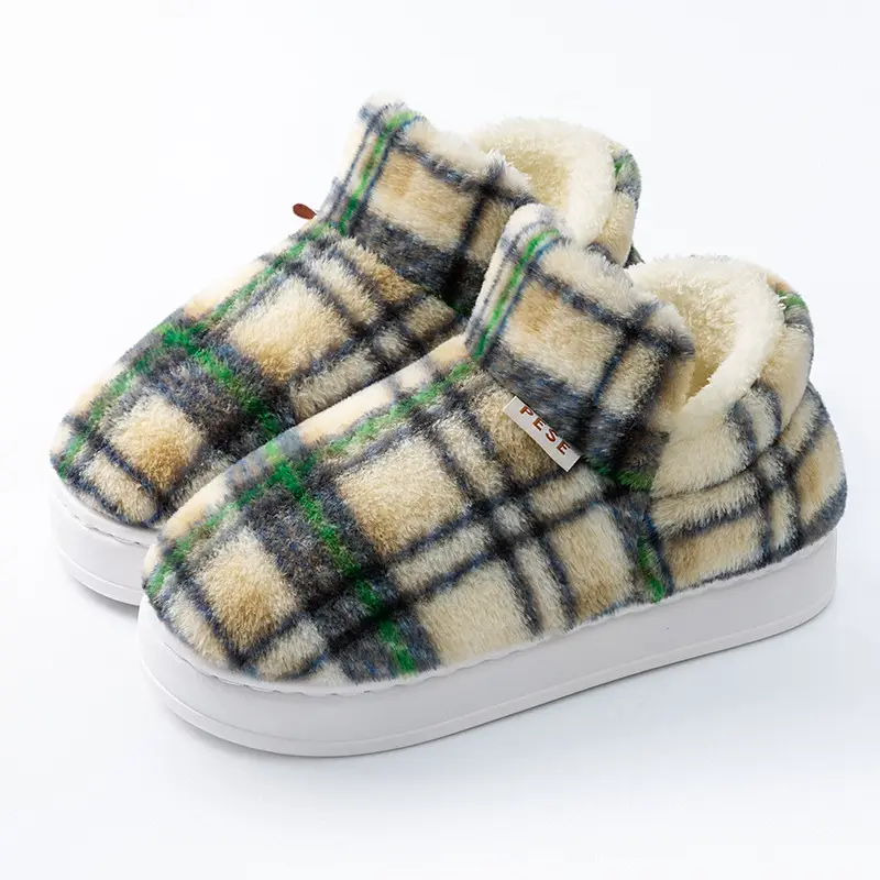 Colorful Heel Cotton Slippers for Women in Autumn and Winter Fleece-Lined Cotton Slippers for Home Comfort and Outdoor Wear Slippers Warm Couple Snow Boots