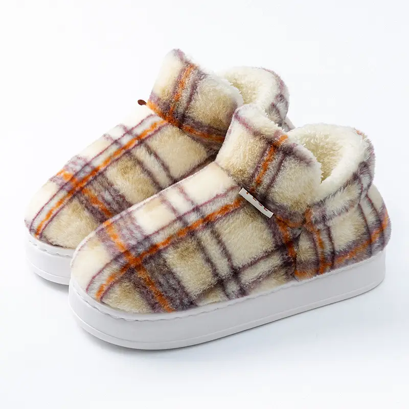 Colorful Heel Cotton Slippers for Women in Autumn and Winter Fleece-Lined Cotton Slippers for Home Comfort and Outdoor Wear Slippers Warm Couple Snow Boots