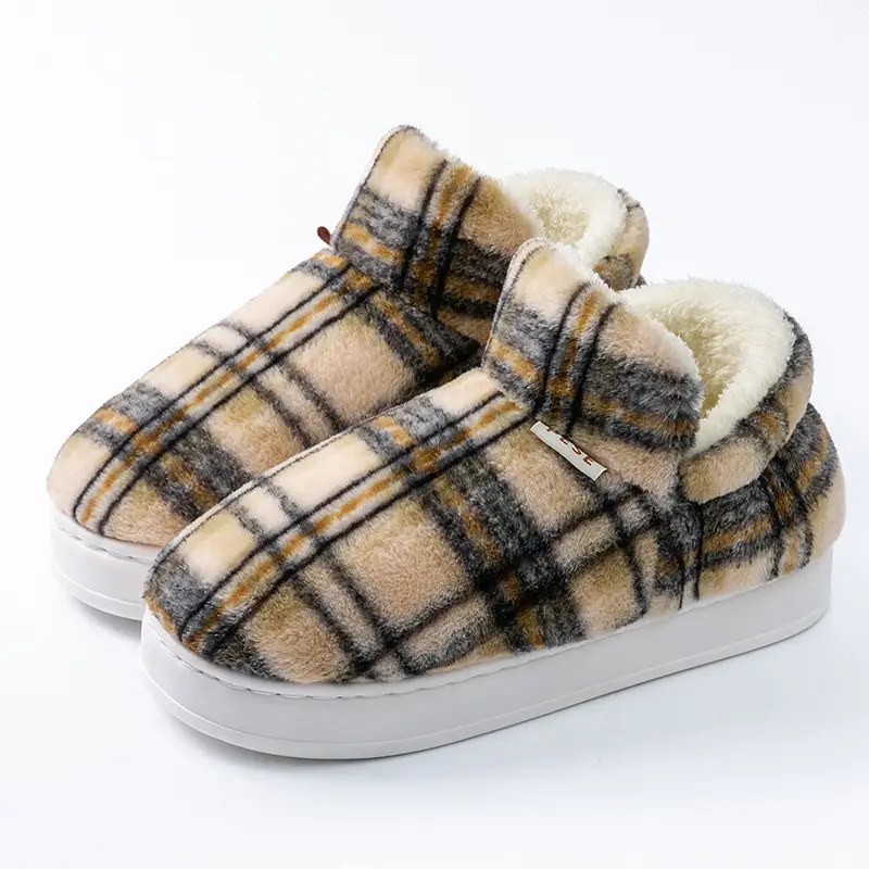 Colorful Heel Cotton Slippers for Women in Autumn and Winter Fleece-Lined Cotton Slippers for Home Comfort and Outdoor Wear Slippers Warm Couple Snow Boots